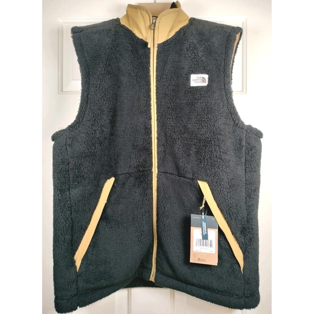 The North Face Campshire Full Zip Fleece Vest Men's Large Black Tan NWT